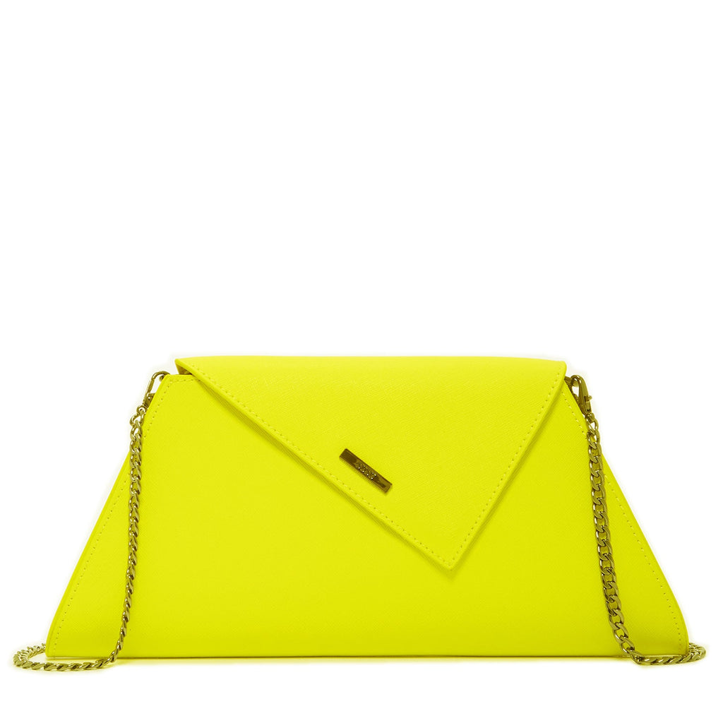 Electric Yellow Leather Clutch Purse