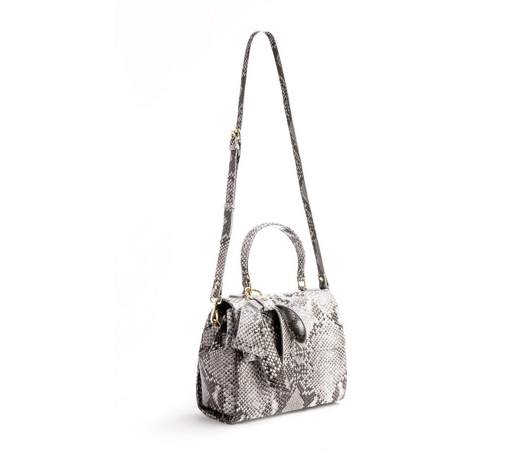 Black & White Snake Texture Vegan Leather Bag
