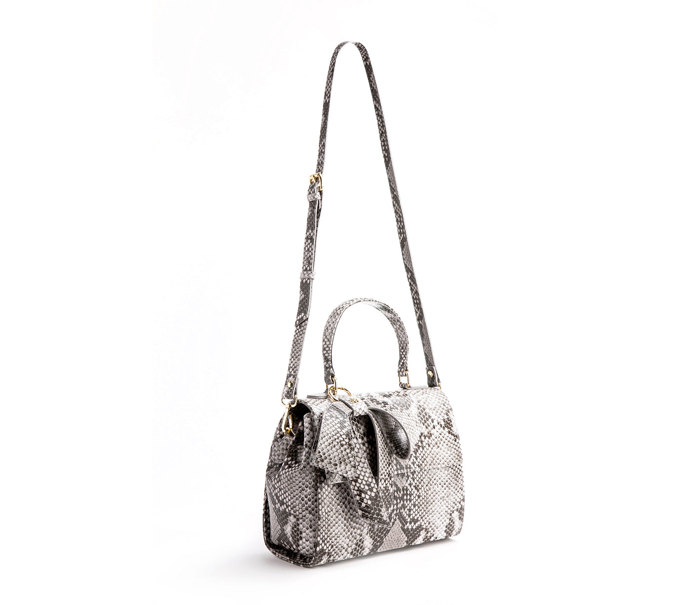 Black & White Snake Texture Vegan Leather Bag