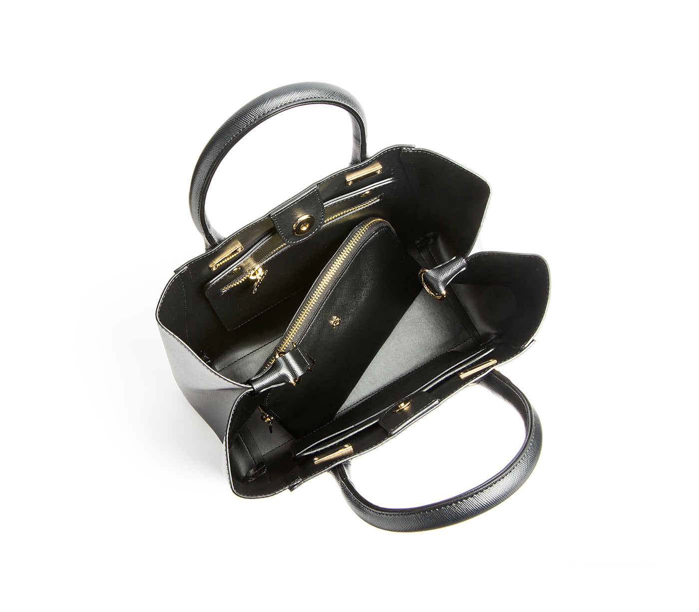 Black Vegan Leather Satchel & Make Up Pouch