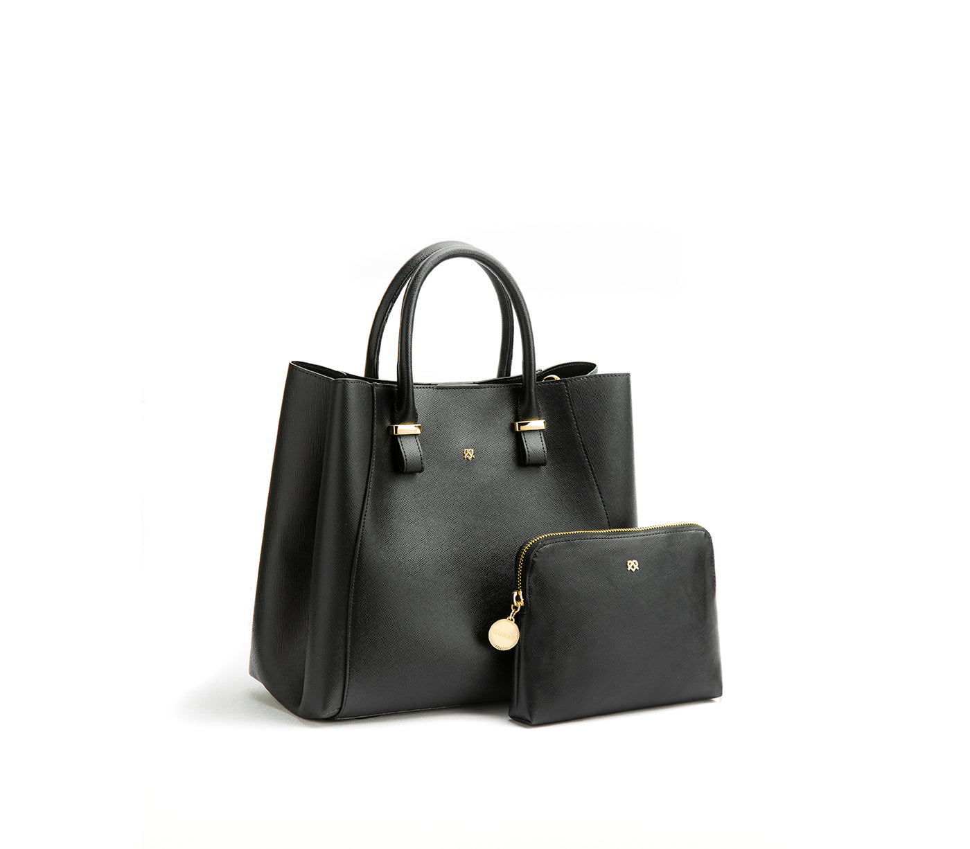 Black Vegan Leather Satchel & Make Up Pouch