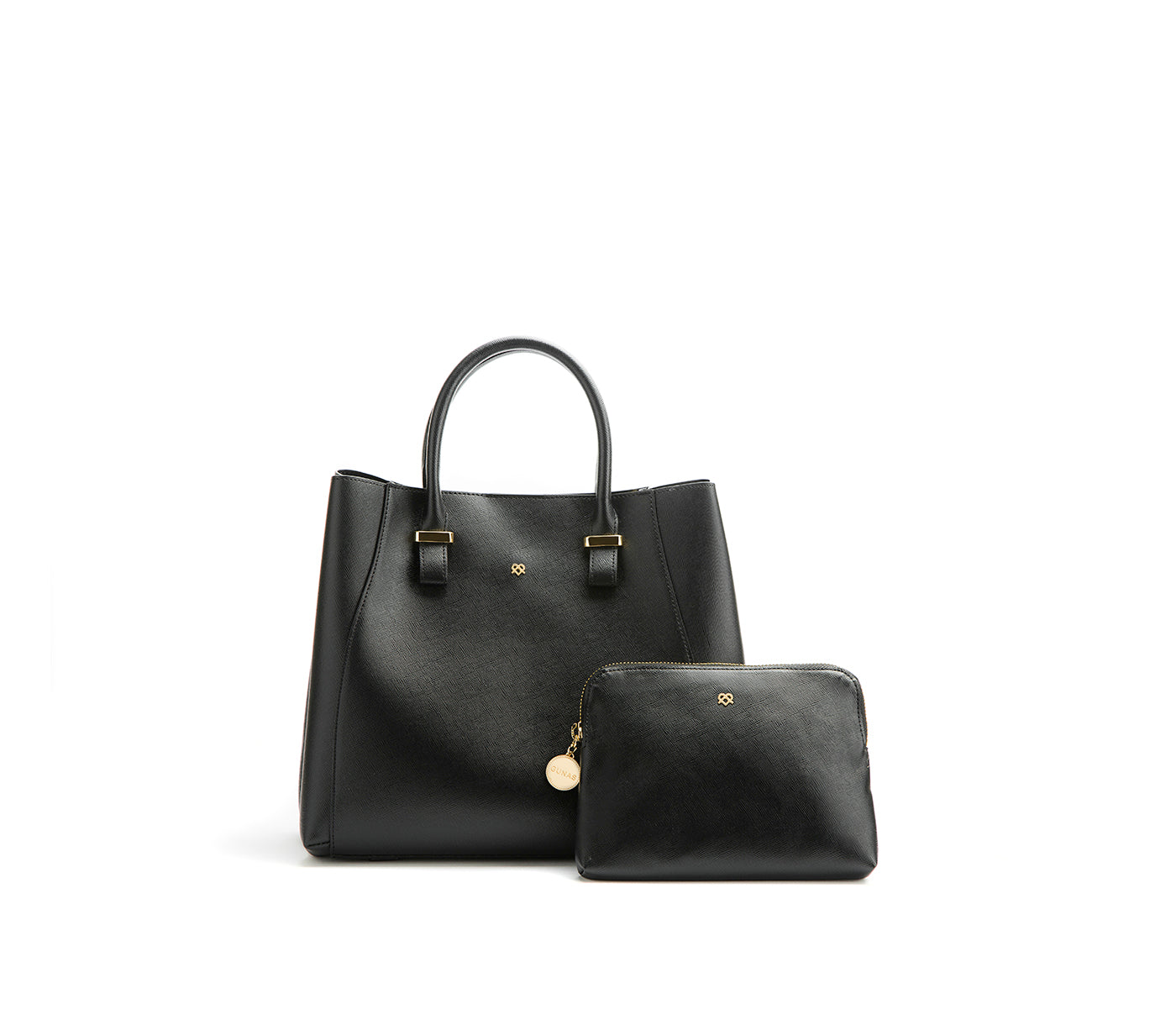 Black Vegan Leather Satchel & Make Up Pouch