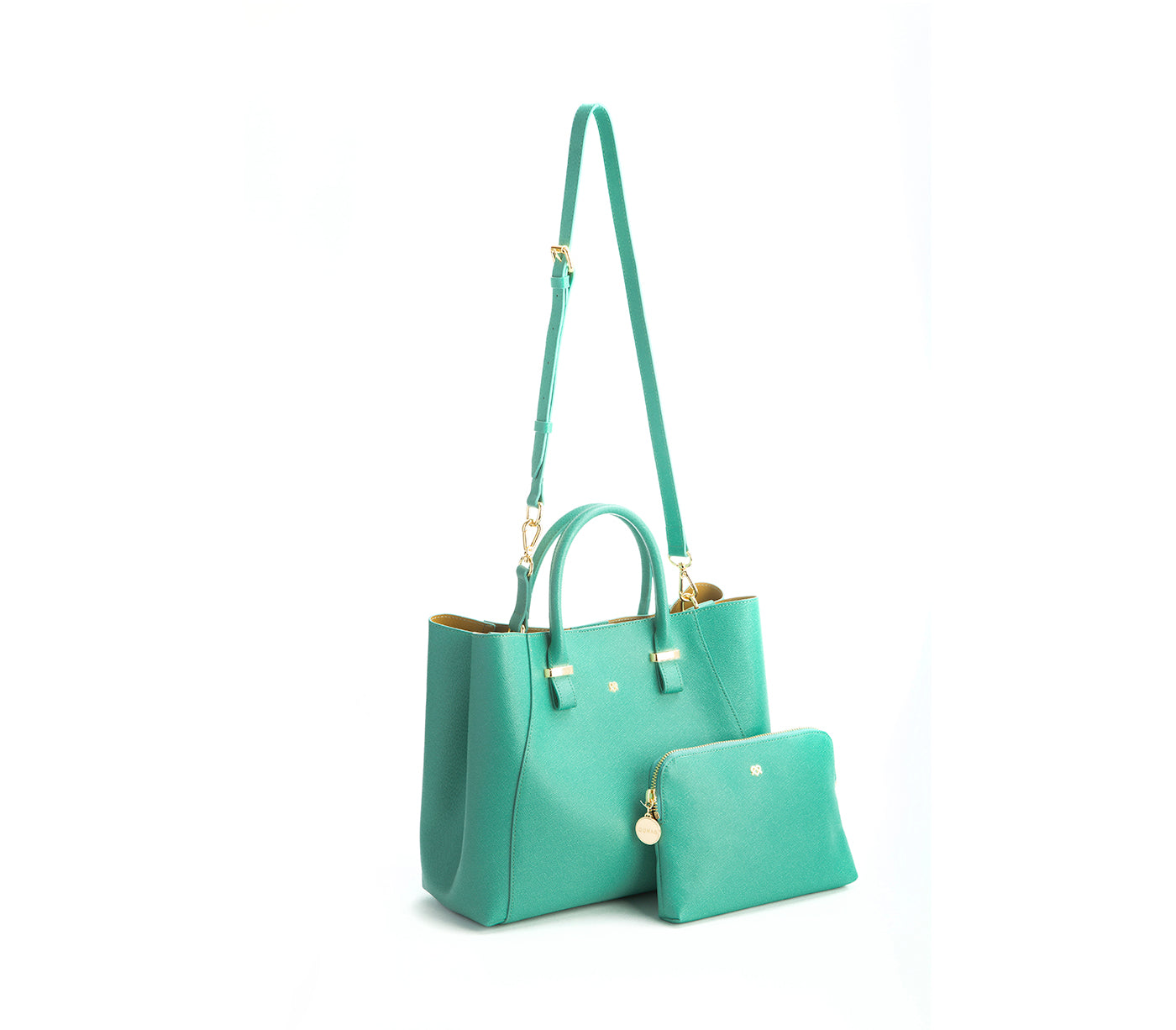 Tiffany Blue Vegan Leather Satchel & Make Up Pouch