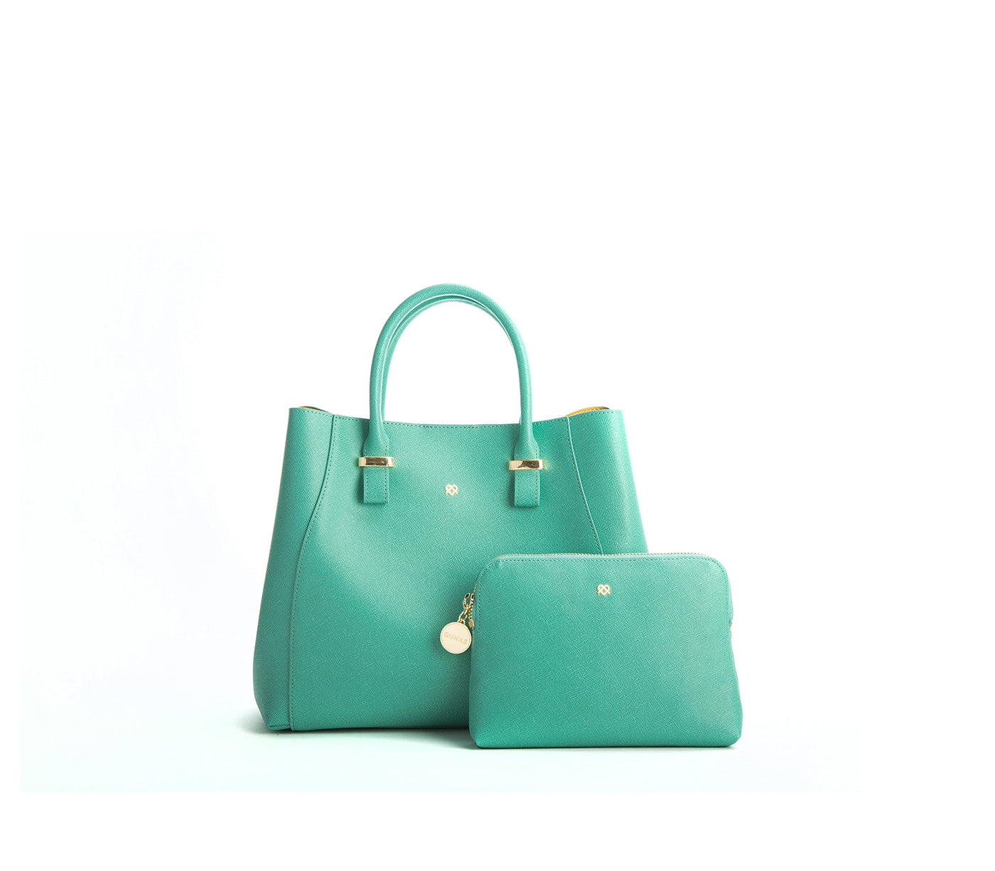 Tiffany Blue Vegan Leather Satchel & Make Up Pouch