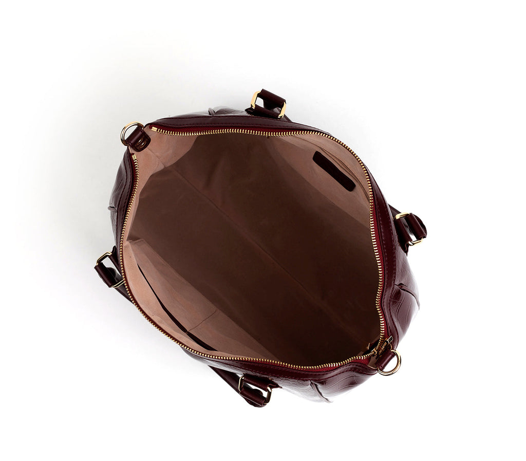 Burgundy Croc Vegan Shoulder Bag