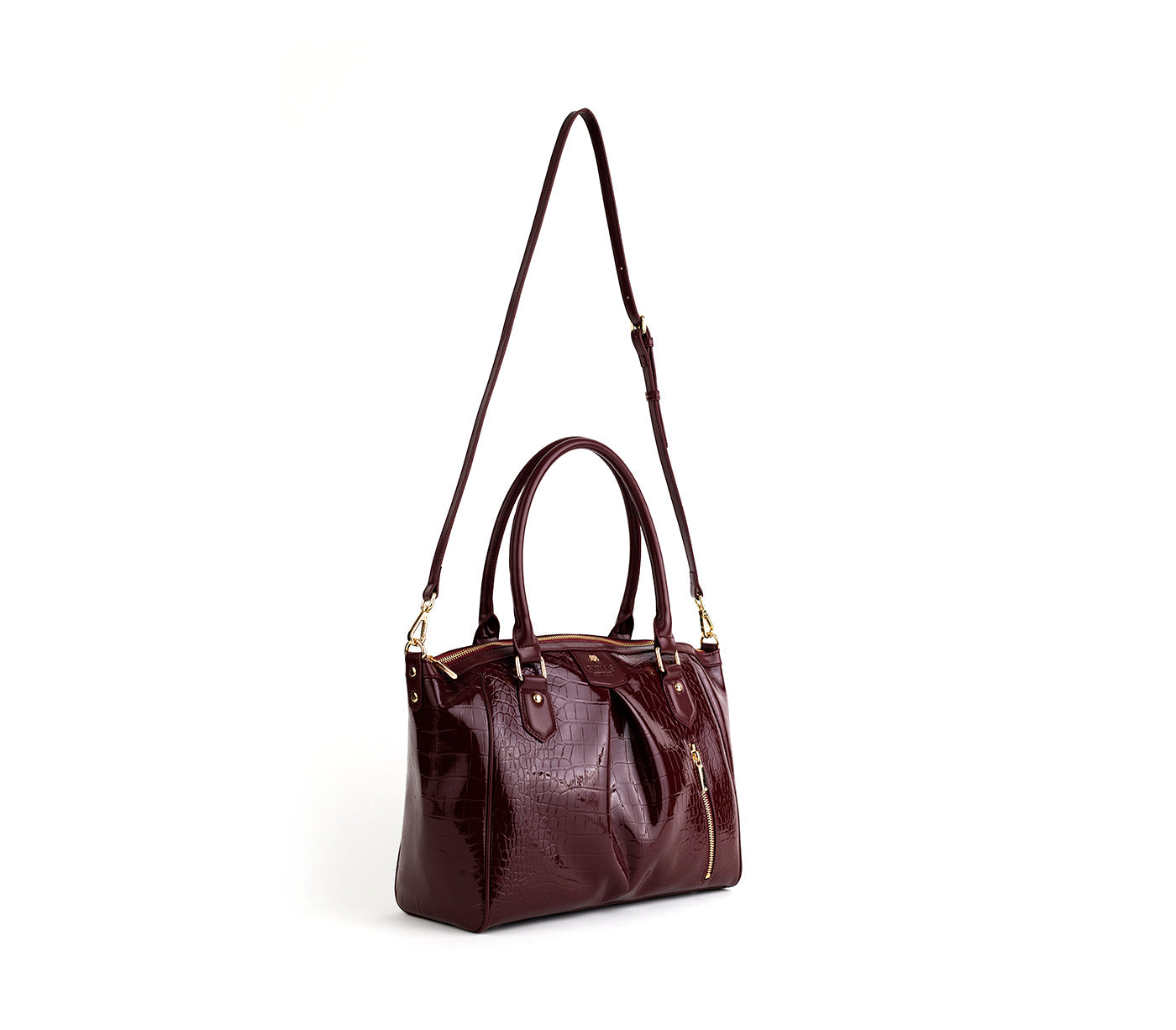 Burgundy Croc Vegan Shoulder Bag