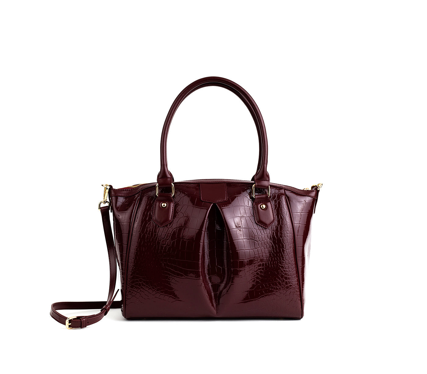 Burgundy Croc Vegan Shoulder Bag