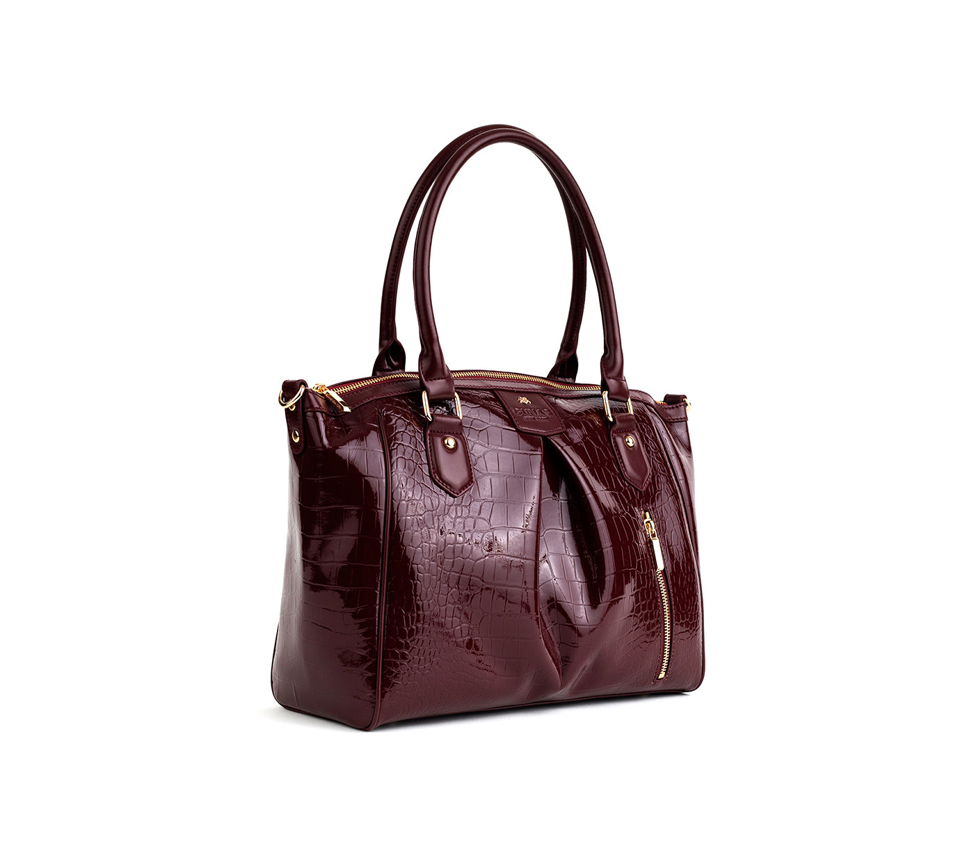 Burgundy Croc Vegan Shoulder Bag