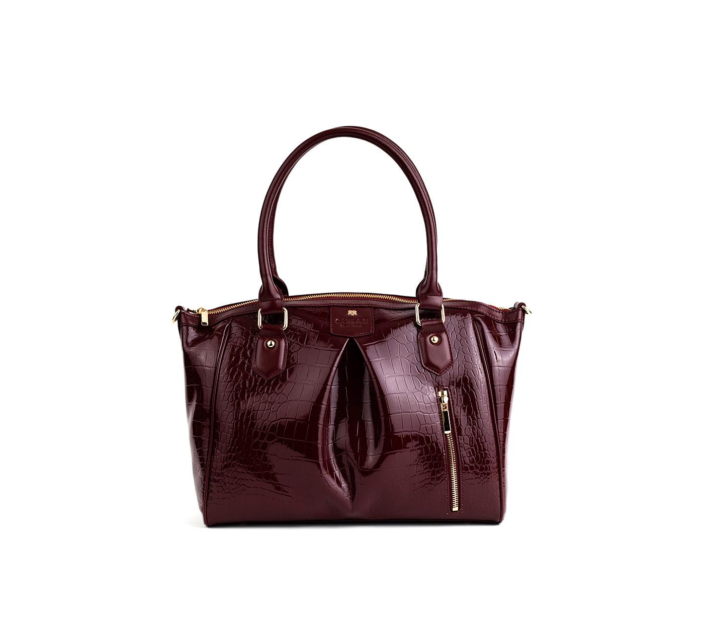 Burgundy Croc Vegan Shoulder Bag