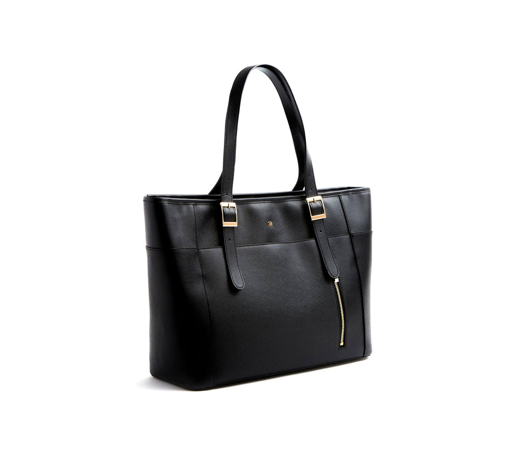 Black Vegan Leather Laptop Bag