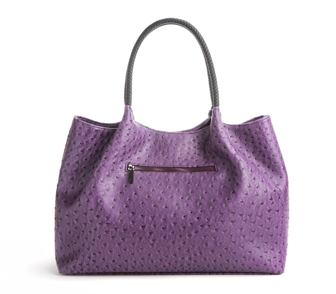 Purple Vegan Leather Shoulder Tote Bag