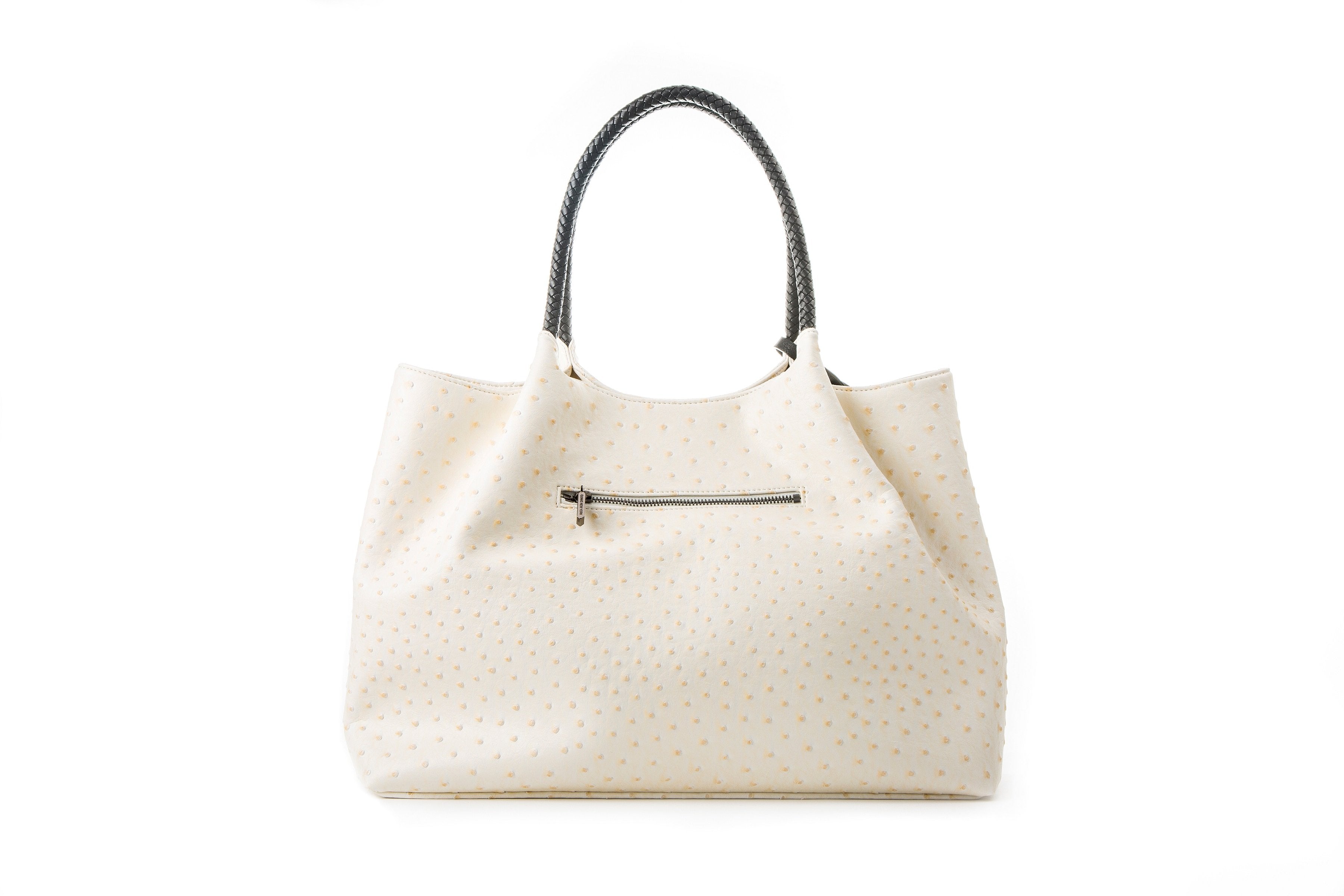 White Vegan Leather Shopper Tote Bag