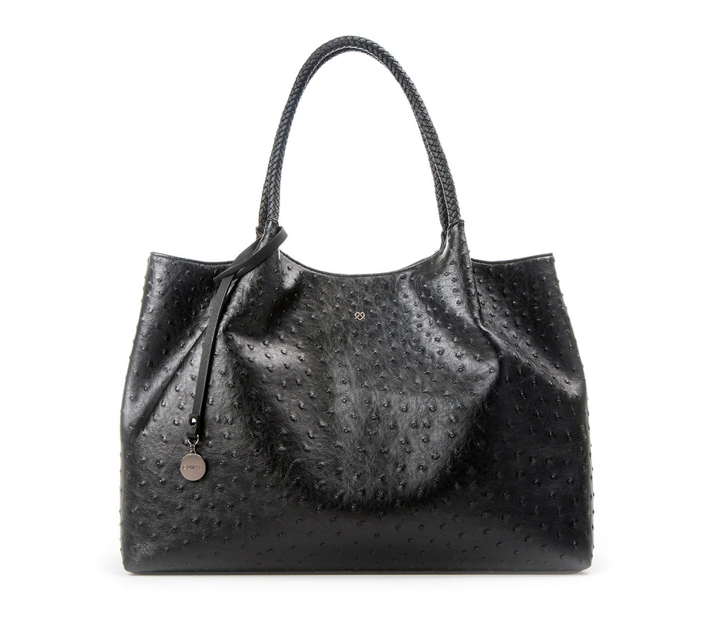 Black Vegan Leather Shopper Tote Bag