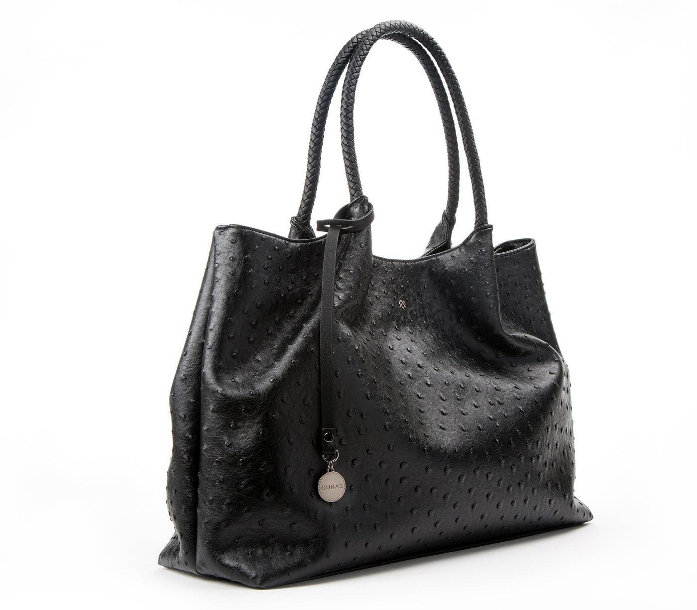 Black Vegan Leather Shopper Tote Bag