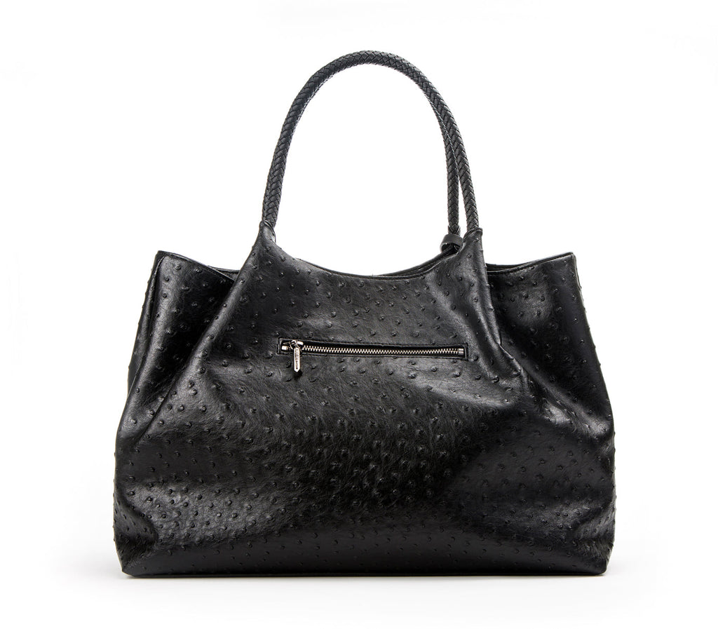 Black Vegan Leather Shopper Tote Bag