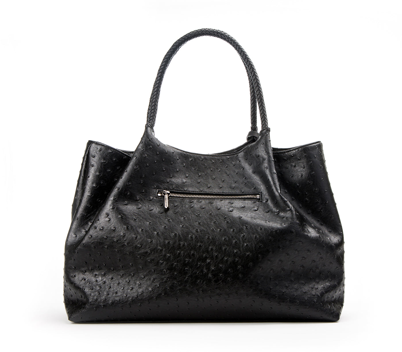 Black Vegan Leather Shopper Tote Bag