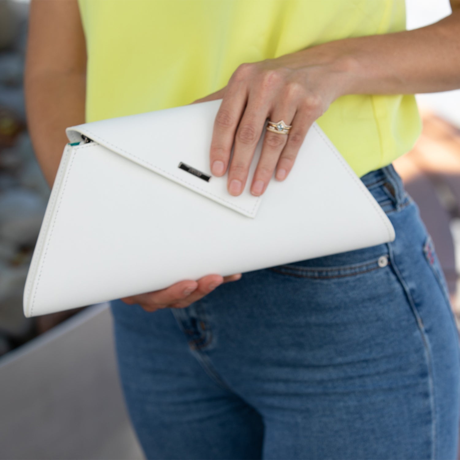 White Leather Clutch Purse